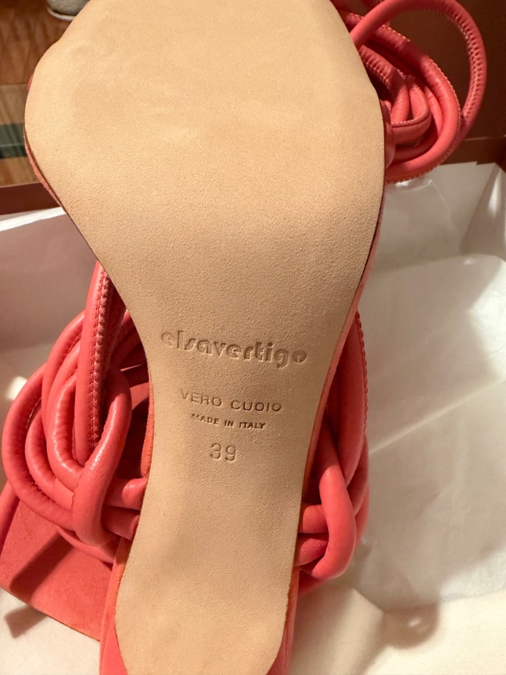 ELSAVERTIGO Coral Pink Strappy Heels - Picture 7 of 8